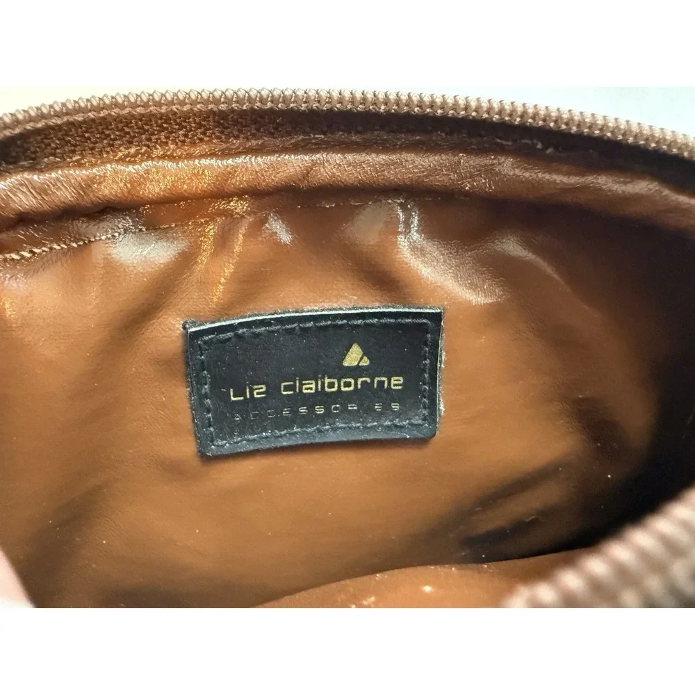Liz Claiborne Vintage 90s Womens Brown Leather Mini Crossbody Bag Shoulder Purse